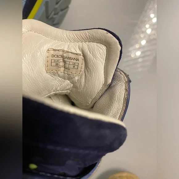 Kids Dolce & Gabbana Multicolor Leather High Top Sneakers Size 8 - Picture 4 of 8